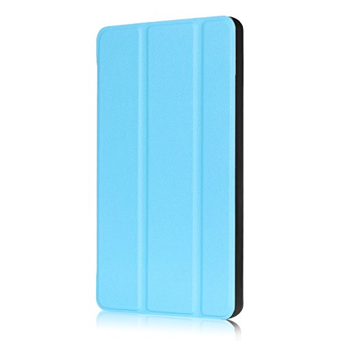 WindTeco Hülle für All-New Amazon Fire 7 Tablet (7 Zoll – 7. Generation, 2017 Modell) – Ultra Dünn und Leicht PU Leder Schutzhülle mit Standfunktion und Auto Aufwachen / Schlaf Funktion für Neue Fire 7 2017, Hellblau - 4