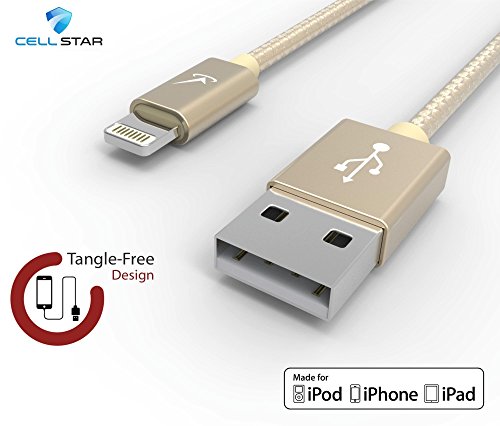 Apple Lightning Kabel Apple Ladekabel Micro USB [Apple MFI zertifiziert]CELL STAR Lightning Kabel Ladekabel 3ft 1m USB 2.0 Smartphones Datenkabel A 8 Pin iPhone 6s 6 Plus 6 5s iPad Air mini iPod touch 5 iPod nano 7 Charging Cable GOLD - 3
