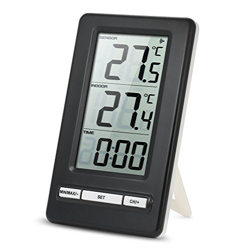 Anself Funk Thermometer Innen- / Außen-Thermometer mit LCD Display Inkl. Außensensor, Reichweite 100 m - 3