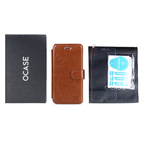 OCASE Funda iPhone 6 Fundas iPhone 6S Slim Case de Estilo Billetera con Protector de Pantalla de Vidrio Templado  Soporte Plegable  Ranuras para Tarjetas y Billetes  Broche Magn  tico