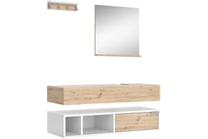 Vicco Set di mobili da bagno Henri, Bianco/Rovere artigianale, 4 parti