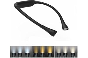 TINYOUTH Black Neck Book Lamp, 4 LEDs, 2000 mAh Rechargeable LED Reading Lamp, Dimmable with 3 Light Modes, Craft Lamp for Book, Knitting, Repair, Sewing, Crafts, Fishing