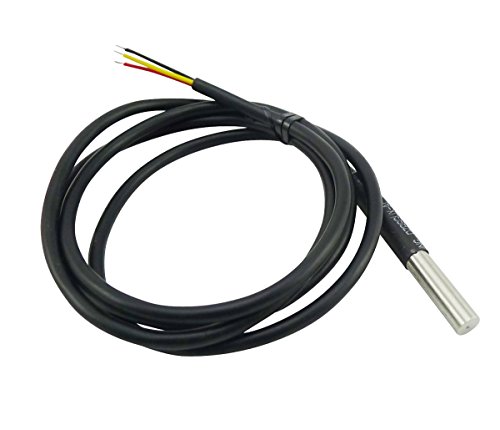 Aihasd Wasserdicht Temperaturfühler Kabel 1M DS18B20 Kabelfühler Digital Thermometer Probe Sensor Edelstahl - 2