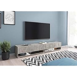 Selsey Wander - Meuble TV Suspendu/Banc TV avec LED (180 cm) (béton)