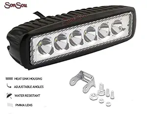 SONSOU 6 Inch 6 LED Fog Light IP67 Waterproof CREE LED Flood Bar with Mounting Brackets for Motorcycle and Cars