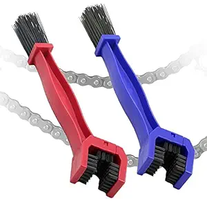 Grandbiker Multi-Purpose ABS Bicycle Chain Cleaning Brush Chain Maintenance for Automotive Universal for Bikes (Red & Blue)