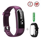 Fitness Armband, CHEREEKI Fitness Tracker mit Herzfrequenz [2017 Neuerscheinung] IP67 Wasserdicht Aktivitätstracker Smartwatch Fitness Armbanduhr mit Musiksteuerung Kompatibel mit iPhone und Android (Lila)