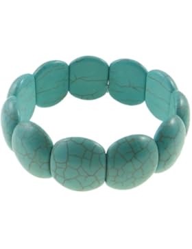 Türkis Edelstein Armband, natürlich, blau, 19x22mm, dehnbar