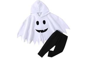 Xeadoffubio Baby Halloween Kostüm Set Unisex Baby Halloween 2 Teiliges Outfit Geist Druck Umhang+Hosen 2Pcs Halloween Kostüm Set Halloween Party Cosplay Kostüm Set Baby Halloween Umhang