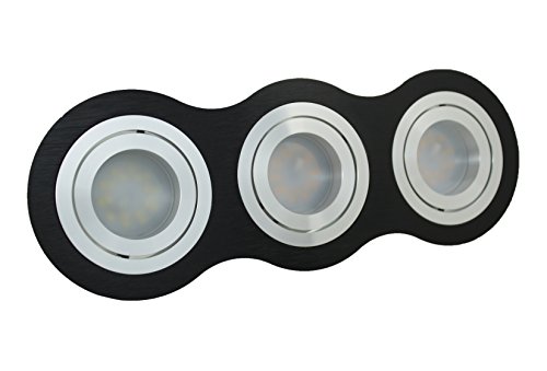 Preisvergleich Produktbild LED Einbaustrahler Einbaurahmen Einbaulampe Deckenleuchte Lampe Spot Einbauleuchte Einbauspot GU10 Deckenspot Deckenstrahler Deckenlampe 230V Rahmen SMD COB Rund Eckig aus der Serie TRIBY (rund / schwarz) inkl. LM-2 ( 3 Watt LED Milchglas ) (warmweiss)
