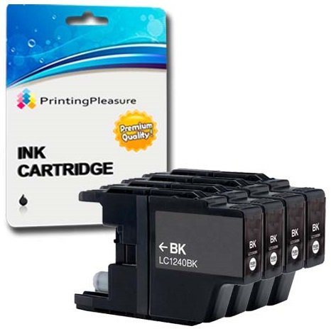 4 SCHWARZ Druckerpatronen für Brother DCP-J525W, DCP-J725DW, DCP-J925DW / MFC-J280W, MFC-J425W, MFC-J430W, MFC-J435W, MFC-J5910DW, MFC-J625DW, MFC-J6510DW, MFC-J6710DW, MFC-J6910DW, MFC-J825DW, MFC-J835DW | kompatibel zu Brother LC1240 / LC1220
