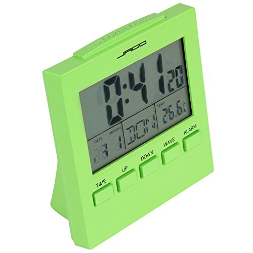 Jago Funkwecker Wecker mit Temperaturanzeige mit LCD-Display in vier verschiedenen Farben und LED-Hintergrundbeleuchtung inkl. Snooze-Funktion - 6