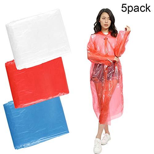 Preisvergleich Produktbild JIALI Regenponcho aus Kunststoff, Notfall, wasserdicht, 5 Stück rot rot