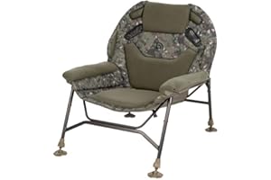 Trakker Levelite Camo Colossus Chair, Luxury Carp Fishing Chair, Comfortable Memory Foam Support, Fleece Covered Arm Rests, Lightweight, Push Button Leg Adjustment, Fast Easy Set Up, Code 217618.