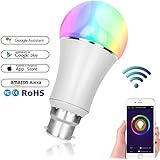 Smart Bulbs, FEYG B22 Led WiFi Light Bulbs RGB colour Dimmable Hue Works with Amazon Alexa Echo Compatible Devices, Intelligent Remote Control by Smartphone,Screw in Party Lights Bulb (B22-1pack)