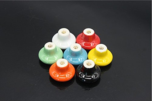 Schönes Leben* 7er Möbelknauf Schrankknöpfe Set Türknopf Keramik Möbelgriff Set Mit Schrauben Kinder 7 Bunte Kugel - 3