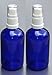 Produktbild 2 x Blau Glas Sprüh Flasche 100 ml mit Pumpsprühkopf Zerstäuber zum Befüllen z.B. mit Energie-Wasser als Raumspray oder zu kosmetischen Zwecken, Befeuchtung. Blauglas.