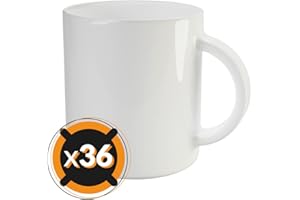 PixColor - 36 Tazas para sublimación de cerámica blanca con asa | 350 ml de capacidad (11 oz) | Categoría AAA | Aptas para microondas y lavavajillas | Compatible con Cricut
