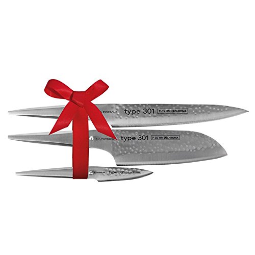 CHROMA Type 301 Set, Tranchiermesser, Santokumesser und Schälmesser
