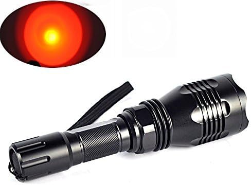 LiteMax Red Light Tactical Torch Flashlight 250 Yards Range High Lumens Red Hunting Light Super Bright Red Cree LED Coyote Hog Fox Predator Varmint Hunting Lamp Torch, Water-Resistance, Powerful, Durable