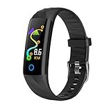 Hswt Fitness-Armband Wasserdicht Fitness-Tracker Sport-Armband Fitnessuhr Aktivitätsverfolgung Schrittzähler Schlafmonitor Benachrichtigung anrufen Geeignet für Frauen und Männer,Black