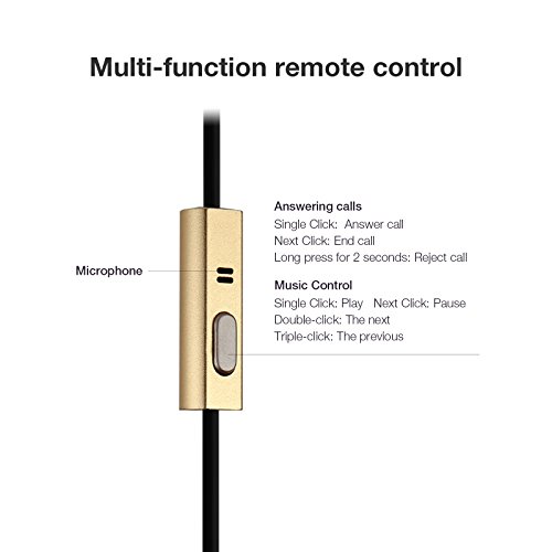 GGMM Nightingale Auricolare In-Ear Stereo con Filo, Premium In-Ear Earphone Stereo Bass Headset Metallico , Cuffia isolamento acustico con Micro e Multifunzione Pulsante, 3.5mm Universale e il cavo 1 2 m per iPhone, Smartphone Android e Lettore MP3