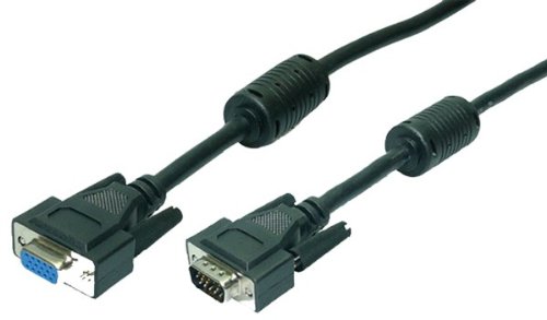 LogiLink VGA Monitor Verlängerungskabel 3m HD DSUB 15-pin(männlich/weiblich, 2-fache Abschirmung, Ferritkern) schwarz