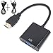 Price comparison product image OWIKAR HDMI To VGA Cable Converter Adapter with Micro USB Power Cable and 3.5mm Audio Port Cable Gold-Plated 1080P Audio Video Converter for PC Laptop NoteBook HDTV Projectors (Black)