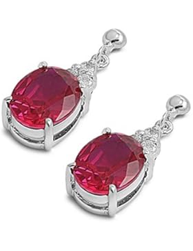 Kleine Schätze - Ohrringe/Ohrhänger - 925 Sterling Silber - Rubin Zirkonia