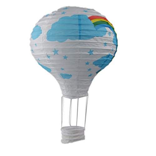 Heißluftballon Lampenschirm Lampion Papier laterne Laterne Lampion Deko Feier Party – Weiß Rainbow - 2