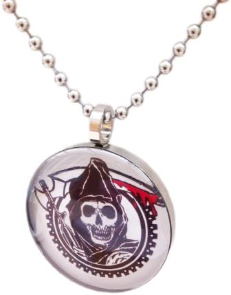 Orion Creations SONS TV Inspired 'The Grim Reeper' Biker Glass Cabochon Pendant Necklace
