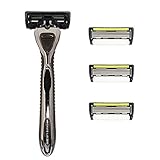 SHAVE-LAB - ZERO - Manual Razor with 4x Razor Blades (P.6+1 - 6 blades + trimmer - for men, black)