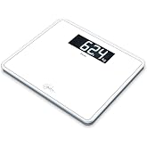 Beurer GS 410 white Signature Line cam/kişisel tartı, s&uuml;per beyaz g&uuml;venlik camından ekstra b&uuml;y&uuml;k basma y&uuml;zeyi, XXL formatında