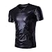 Produktbild hippolo Herren Unterhemd V Neck Top Shirt Clubwear Kurzen Ärmeln T-Shirt schwarz schwarz M