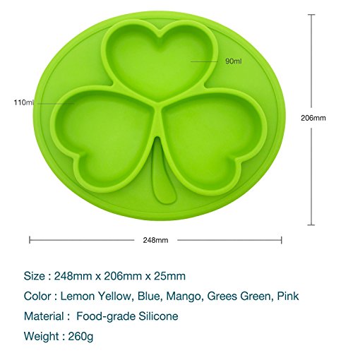 RayMoon Baby Rund Kreative Klee Designer Anti-Rutsch Silikon Platzdeckchen Tischset Essgeschirr - 4