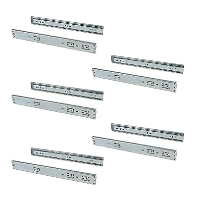Emuca 3051105 Paire de coulisses/glissières à billes sortie totale et fermeture amortie 45mm x 350mm pour tiroir, Lot de 5