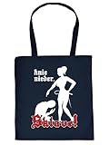 Henkeltasche Tote Bag, hardcore sex-fun Spaßmotiv Ü18 - Knie nieder Sklave - Must-have, Stofftasche. Navy-Blau