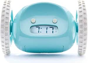 CLOCKY, Wecker auf R&auml;dern (Original) | Laut f&uuml;r schwere Schl&auml;fer (Clockie Robot Erwachsene und Kinder Zimmer) Cool, Fun, Wird springen, jagen, weglaufen, bewegen, Rollen (Aqua)