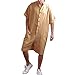 Produktbild REALIKE Herren Jumpsuit Mode Plain Einfarbige V-Ausschnitt Loose Kurzarmshirt Sommer Freizeit Leinen Taste Hose Männer für Viele Farben Oberteile T-Shirt Bequem Atmungsaktiv Mehrere Größen