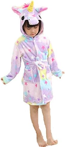 VineCrown Baby Kids Unicorn Bathrobe Dressing Gown children Animal Hooded Towel Robe Sleepwear Cosplay Costumes Pyjamas (140 For 130-140cm, Stars)