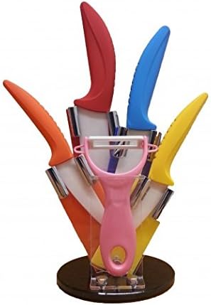 Empire Cook - 6 Pieces Kicthen Knife Set with Peeler and Acrylic Stand Set - kitchen Chef Chef's Paring Bread Set