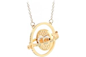 TRIFLETOPIA Time Turner Necklace - Gold 360° Rotating Hourglass Pendant - Stylish Unisex Gift for Fans of Harry Potter Jewellery