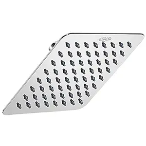 Asian Paints EssEss 6 inch Square Rainfall Shower Head, Easy to Clean nozzles, sleek stainless steel Body, Contemporary Design (Chrome) (RF204)