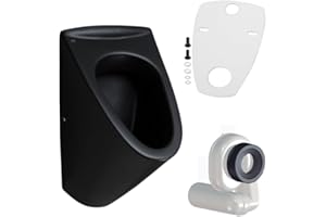 HGMBAD Urinal Onyx schwarz matt Zulauf von hinten mit LotusClean Beschichtung und Siphon Set