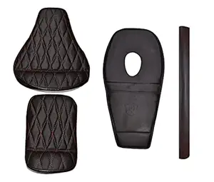 Pure Bullet Diamond Cut Brown Seat Cover with Tank Cover + Back Rest Foam Combo Set for Royal Enfield Classic 350/500cc