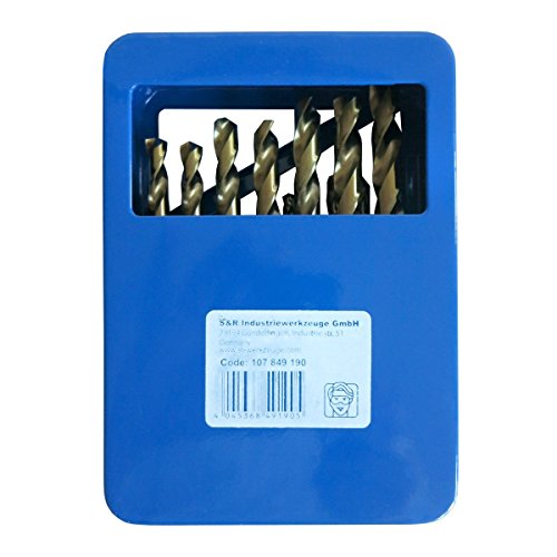 S&R Metallbohrer Set 1,0 – 10 mm , 19 Stk, DIN 338, HSS COBALT, Kobaltlegiert, C-Schliff nach DIN 1412 135°, geschliffen, Metallbox. Profi-Qualität - 6