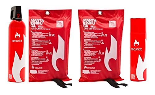 PACK PREMIUM CASA Y COCHE- -50%!!!-1 Spray extintor+1 manta ignífuga especial cocina y 1 spray+ 1 manta para tu coche