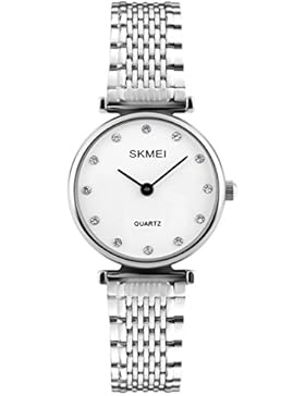 TOPCABIN Damen Uhren Mode Quarz Analog Edelstahl-Armbanduhr für Frauen Silber