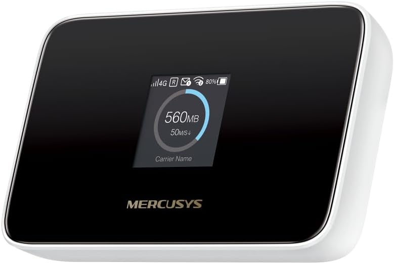 Mercusys MT115 | 4G LTE Mobil Wi-Fi 6 Taşınabilir Modem | 150 Mbps 4G Hızı | 2400 mAh Pil ile 10 Saat Kullanım | Bilgi Ekranlı | 10 Cihaz Desteği | SIM Girişli Cep Wi-Fi | Mercusys App Kontrol