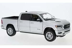 Dodge RAM 1500 Crew Cab Laramie, srebrny, 2019, model samochodu, gotowy model, Motormax 1:24